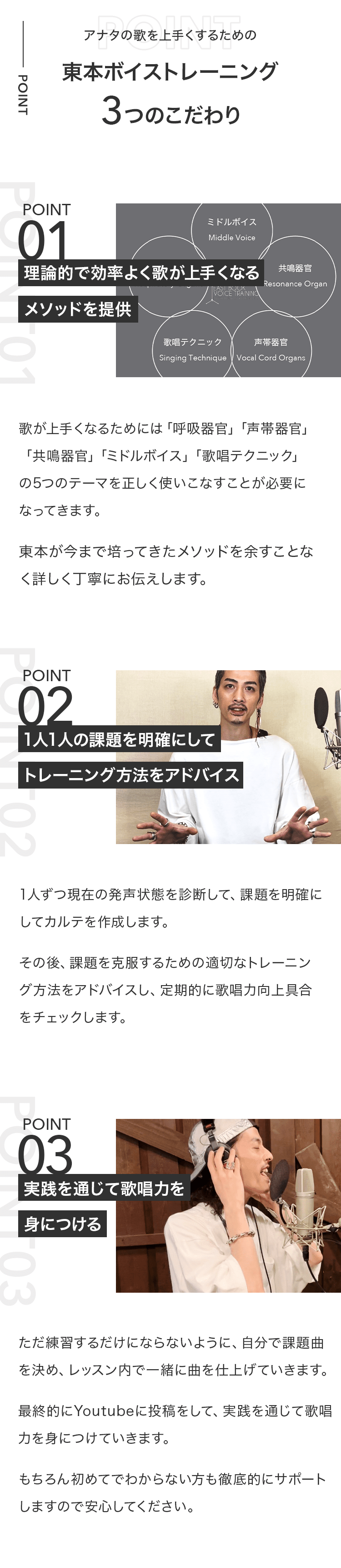 東本ボイストレーニング3つのこだわり